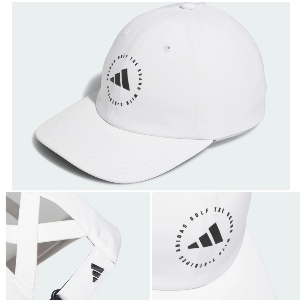 Adidas Women's Crisscross Open Back Panel White Cap with Black Logo